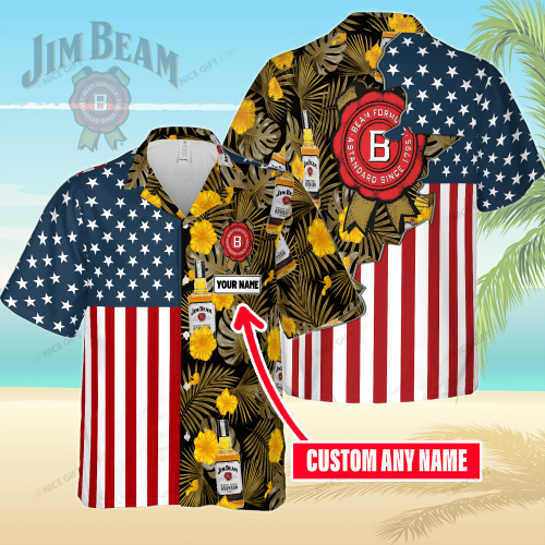 Jim Beam Custom Name 3D Button 3D Button Hawaiian Shirt Gift for Men Dad Father Gift for Men Dad Father 3HS-V2F7