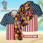 Captain Morgan Custom Name 3D Button 3D Button Hawaiian Shirt Gift for Men Dad Father Gift for Men Dad Father 3HS-K3B5