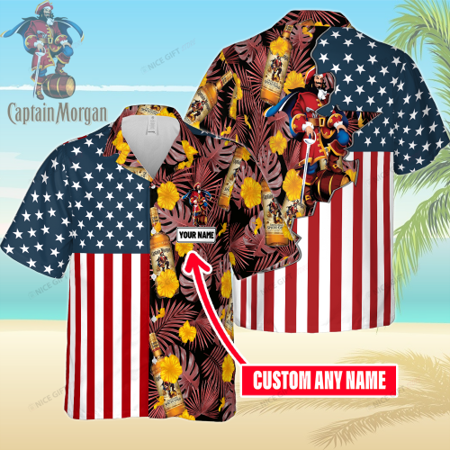 Captain Morgan Custom Name 3D Button 3D Button Hawaiian Shirt Gift for Men Dad Father Gift for Men Dad Father 3HS-K3B5