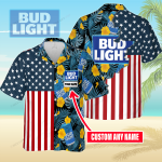Bud Light Custom Name 3D Button 3D Button Hawaiian Shirt Gift for Men Dad Father Gift for Men Dad Father 3HS-B7H2