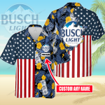 Busch Light Custom Name 3D Button 3D Button Hawaiian Shirt Gift for Men Dad Father Gift for Men Dad Father 3HS-W1Q5