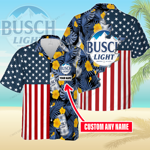 Busch Light Custom Name 3D Button 3D Button Hawaiian Shirt Gift for Men Dad Father Gift for Men Dad Father 3HS-W1Q5