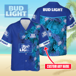 Bud Light Custom Name 3D Button 3D Button Hawaiian Shirt Gift for Men Dad Father Gift for Men Dad Father 3HS-C1T2