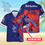 Pabst Blue Ribbon Custom Name 3D Button 3D Button Hawaiian Shirt Gift for Men Dad Father Gift for Men Dad Father 3HS-O4D7