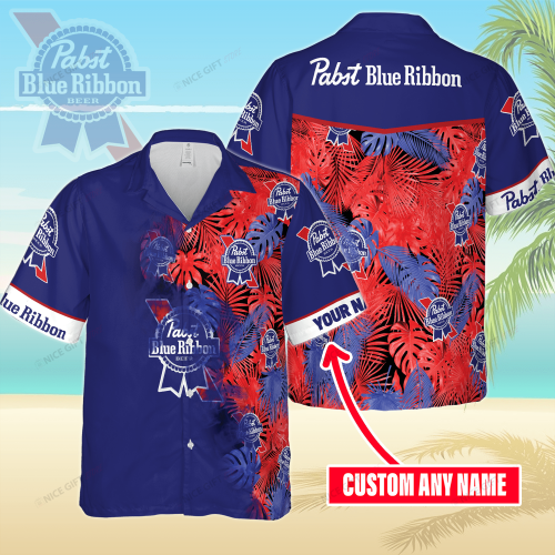Pabst Blue Ribbon Custom Name 3D Button 3D Button Hawaiian Shirt Gift for Men Dad Father Gift for Men Dad Father 3HS-O4D7