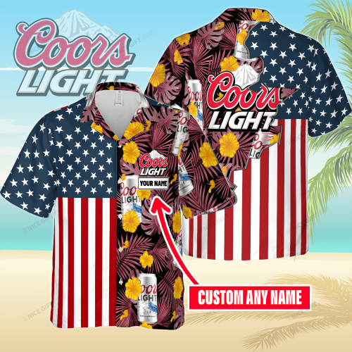 Coors Light Custom Name 3D Button 3D Button Hawaiian Shirt Gift for Men Dad Father Gift for Men Dad Father 3HS-M3K8