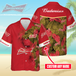 Budweiser Custom Name 3D Button 3D Button Hawaiian Shirt Gift for Men Dad Father Gift for Men Dad Father 3HS-N3P0