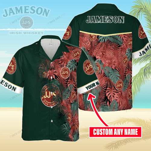 Jameson Irish Whiskey Custom Name 3D Button 3D Button Hawaiian Shirt Gift for Men Dad Father Gift for Men Dad Father 3HS-F4R7