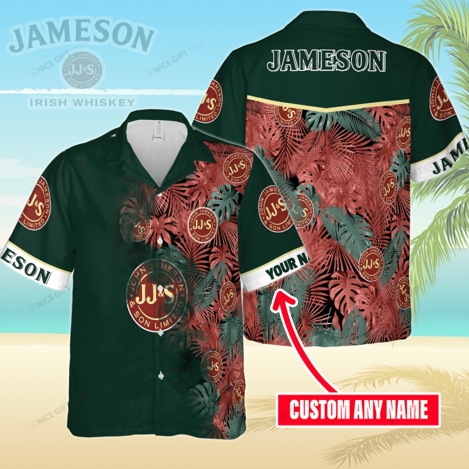 Jameson Irish Whiskey Custom Name 3D Button 3D Button Hawaiian Shirt Gift for Men Dad Father Gift for Men Dad Father 3HS-F4R7