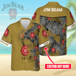 Jim Beam Custom Name 3D Button 3D Button Hawaiian Shirt Gift for Men Dad Father Gift for Men Dad Father 3HS-T0D3