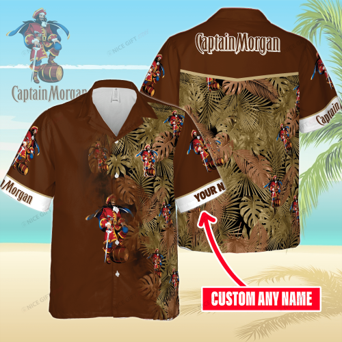 Captain Morgan Custom Name 3D Button 3D Button Hawaiian Shirt Gift for Men Dad Father Gift for Men Dad Father 3HS-N2N4