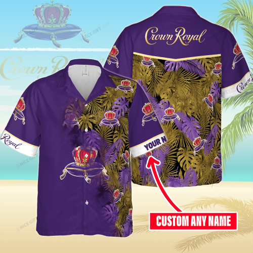 Crown Royal Custom Name 3D Button 3D Button Hawaiian Shirt Gift for Men Dad Father Gift for Men Dad Father 3HS-Q8L3