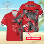 Fireball Cinnamon Whisky Custom Name 3D Button 3D Button Hawaiian Shirt Gift for Men Dad Father Gift for Men Dad Father 3HS-D4Q3