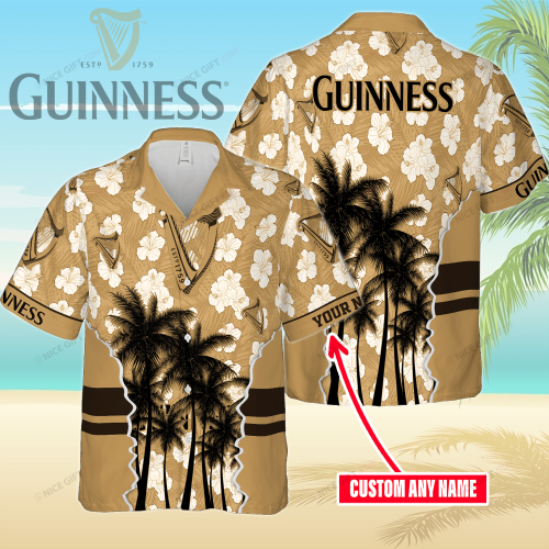 Guinness Custom Name 3D Button 3D Button Hawaiian Shirt Gift for Men Dad Father Gift for Men Dad Father 3HS-O2T2