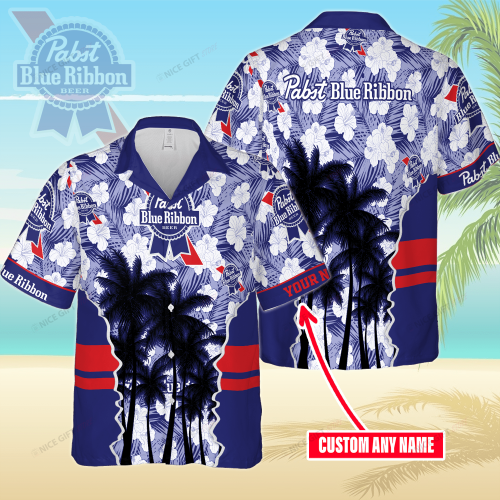 Pabst Blue Ribbon Custom Name 3D Button 3D Button Hawaiian Shirt Gift for Men Dad Father Gift for Men Dad Father 3HS-B5Z9