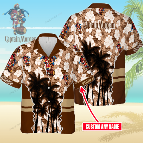 Captain Morgan Custom Name 3D Button 3D Button Hawaiian Shirt Gift for Men Dad Father Gift for Men Dad Father 3HS-T0Q0