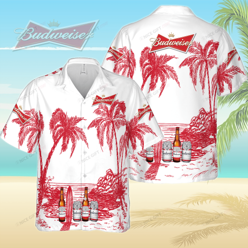 Budweiser 3D Button 3D Button Hawaiian Shirt Gift for Men Dad Father Gift for Men Dad Father 3HS-X1N5