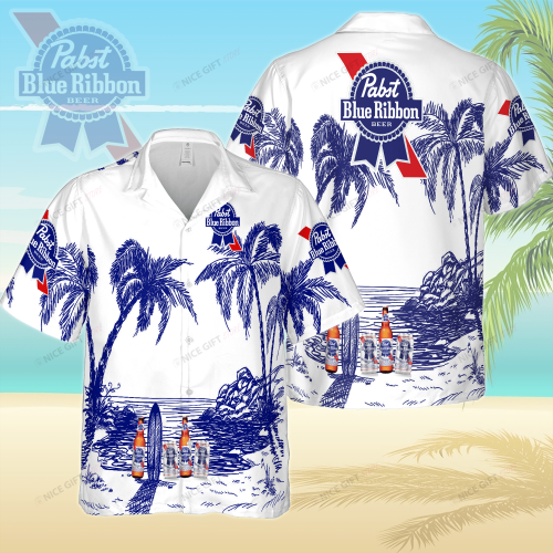 Pabst Blue Ribbon 3D Button 3D Button Hawaiian Shirt Gift for Men Dad Father Gift for Men Dad Father 3HS-A2H8