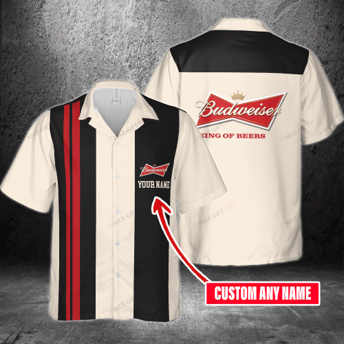 Budweiser Custom Name 3D Button 3D Button Hawaiian Shirt Gift for Men Dad Father Gift for Men Dad Father 3HS-Y6B1