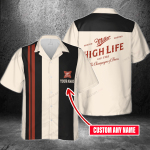 Miller High Life Custom Name 3D Button 3D Button Hawaiian Shirt Gift for Men Dad Father Gift for Men Dad Father 3HS-F0F6