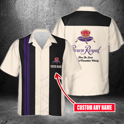 Crown Royal Custom Name 3D Button 3D Button Hawaiian Shirt Gift for Men Dad Father Gift for Men Dad Father 3HS-G8N4