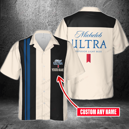 Michelob ULTRA Custom Name 3D Button 3D Button Hawaiian Shirt Gift for Men Dad Father Gift for Men Dad Father 3HS-I9X7