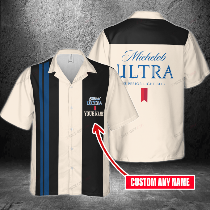 Michelob ULTRA Custom Name 3D Button 3D Button Hawaiian Shirt Gift for Men Dad Father Gift for Men Dad Father 3HS-I9X7