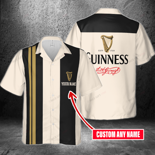 Guinness Custom Name 3D Button 3D Button Hawaiian Shirt Gift for Men Dad Father Gift for Men Dad Father 3HS-P4K9