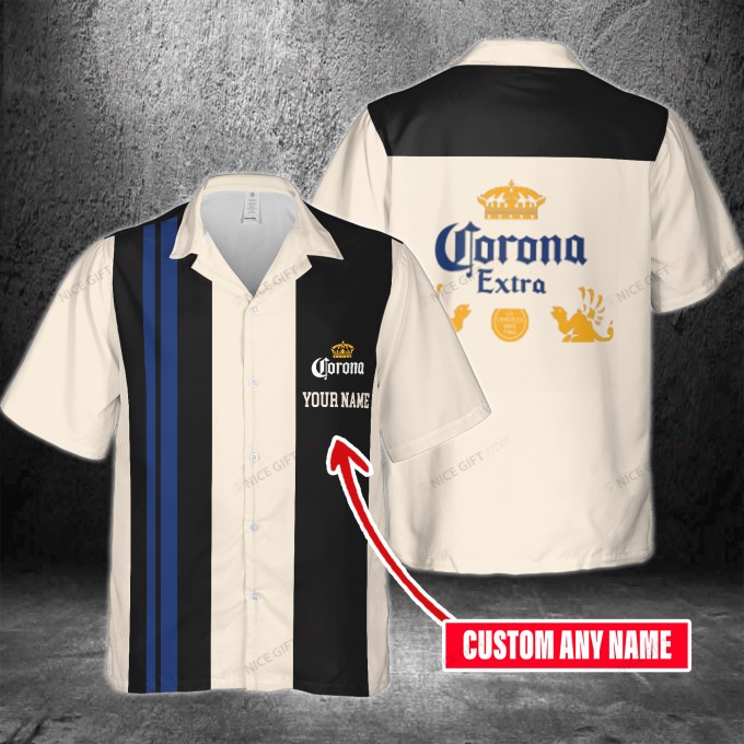 Corona Extra Custom Name 3D Button 3D Button Hawaiian Shirt Gift for Men Dad Father Gift for Men Dad Father 3HS-A0T0
