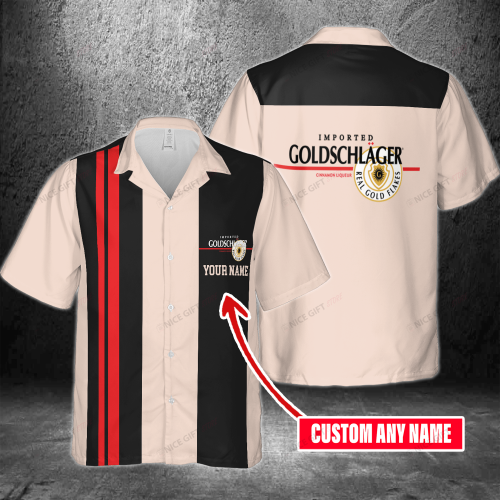 Goldschlager Custom Name 3D Button 3D Button Hawaiian Shirt Gift for Men Dad Father Gift for Men Dad Father 3HS-F2D9