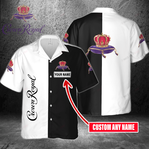 Crown Royal Custom Name 3D Button 3D Button Hawaiian Shirt Gift for Men Dad Father Gift for Men Dad Father 3HS-T1S1