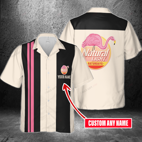 Natural Light Naturdays Custom Name 3D Button 3D Button Hawaiian Shirt Gift for Men Dad Father Gift for Men Dad Father 3HS-M8S9
