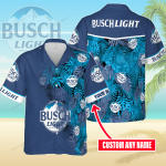 Busch Light Custom Name 3D Button 3D Button Hawaiian Shirt Gift for Men Dad Father Gift for Men Dad Father 3HS-H3W3