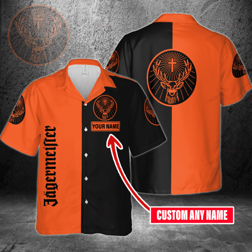 Jagermeister Custom Name 3D Button 3D Button Hawaiian Shirt Gift for Men Dad Father Gift for Men Dad Father 3HS-V2J4