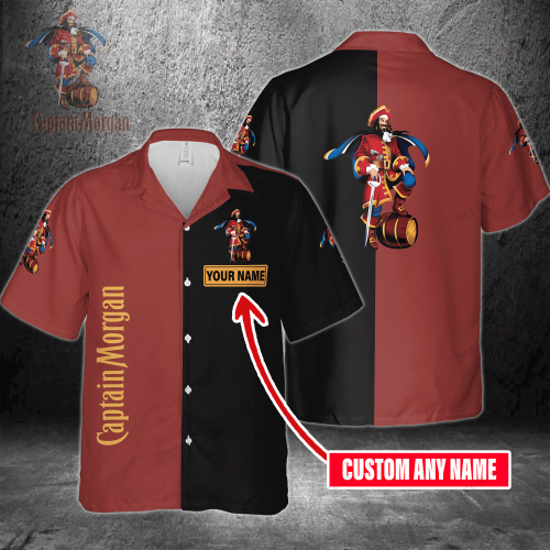 Captain Morgan Custom Name 3D Button 3D Button Hawaiian Shirt Gift for Men Dad Father Gift for Men Dad Father 3HS-Y8G3