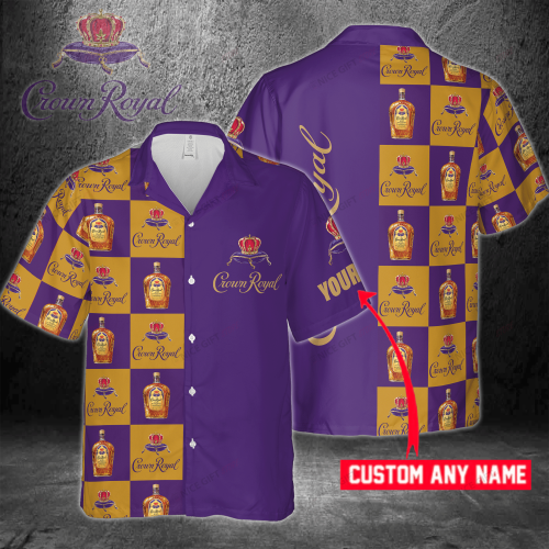 Crown Royal Custom Name 3D Button 3D Button Hawaiian Shirt Gift for Men Dad Father Gift for Men Dad Father 3HS-G9E4