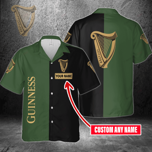 Guinness Custom Name 3D Button 3D Button Hawaiian Shirt Gift for Men Dad Father Gift for Men Dad Father 3HS-F8S7