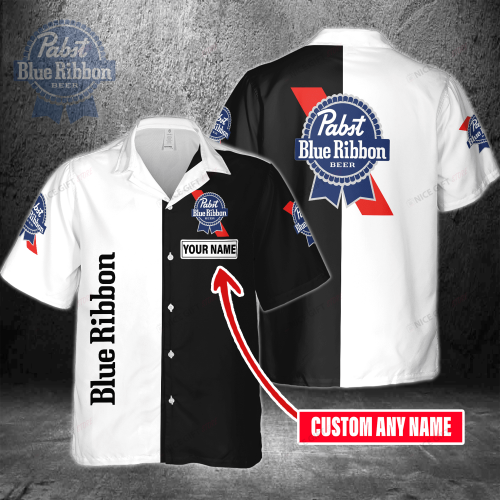 Pabst Blue Ribbon Custom Name 3D Button 3D Button Hawaiian Shirt Gift for Men Dad Father Gift for Men Dad Father 3HS-B4L5