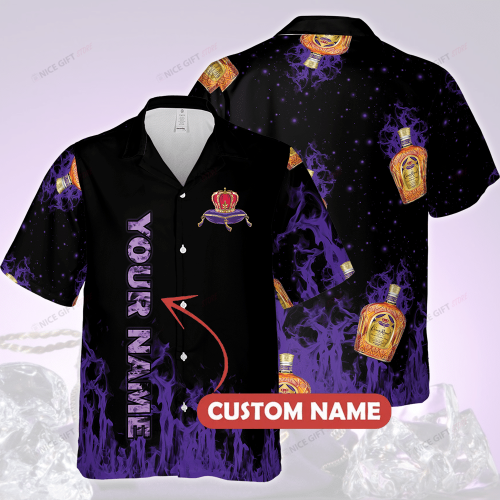 Crown Royal Custom Name 3D Button 3D Button Hawaiian Shirt Gift for Men Dad Father Gift for Men Dad Father 3HS-T5Y8