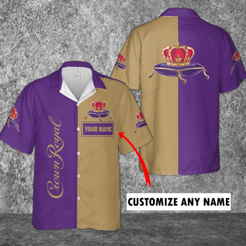Crown Royal Custom Name 3D Button 3D Button Hawaiian Shirt Gift for Men Dad Father Gift for Men Dad Father 3HS-X3A2