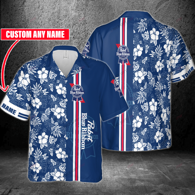 Pabst Blue Ribbon Custom Name 3D Button 3D Button Hawaiian Shirt Gift for Men Dad Father Gift for Men Dad Father 3HS-D6E1