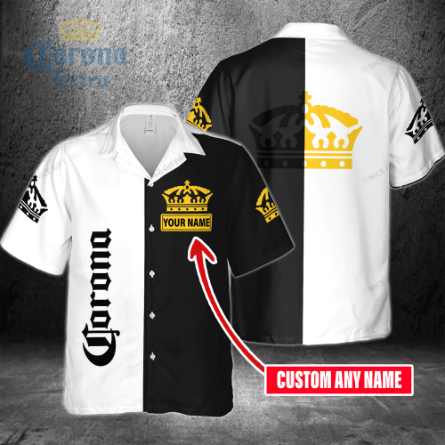 Corona Extra Custom Name 3D Button 3D Button Hawaiian Shirt Gift for Men Dad Father Gift for Men Dad Father 3HS-S7N0