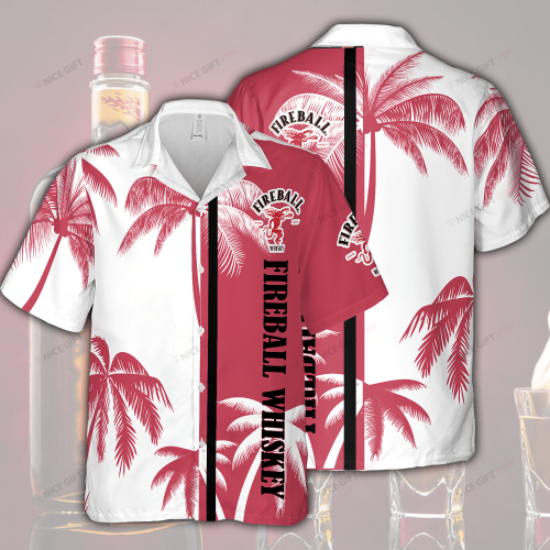 Fireball Cinnamon Whisky 3D Button 3D Button Hawaiian Shirt Gift for Men Dad Father Gift for Men Dad Father 3HS-R2K5