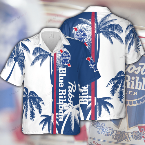 Pabst Blue Ribbon 3D Button 3D Button Hawaiian Shirt Gift for Men Dad Father Gift for Men Dad Father 3HS-D1L3