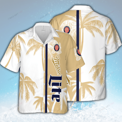 Miller Lite 3D Button 3D Button Hawaiian Shirt Gift for Men Dad Father Gift for Men Dad Father 3HS-N4X6