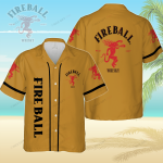 Fireball Cinnamon Whisky 3D Button 3D Button Hawaiian Shirt Gift for Men Dad Father Gift for Men Dad Father 3HS-T1I1