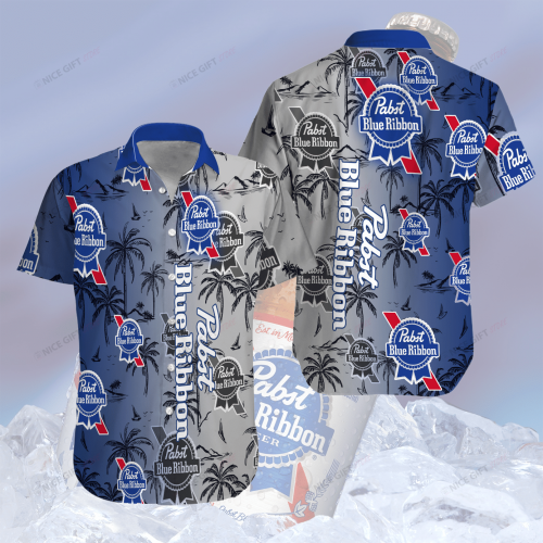 Pabst Blue Ribbon 3D Button 3D Button Hawaiian Shirt Gift for Men Dad Father Gift for Men Dad Father 3HS-E3K0
