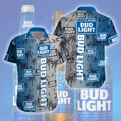 Bud Light 3D Button 3D Button Hawaiian Shirt Gift for Men Dad Father Gift for Men Dad Father 3HS-N7T9
