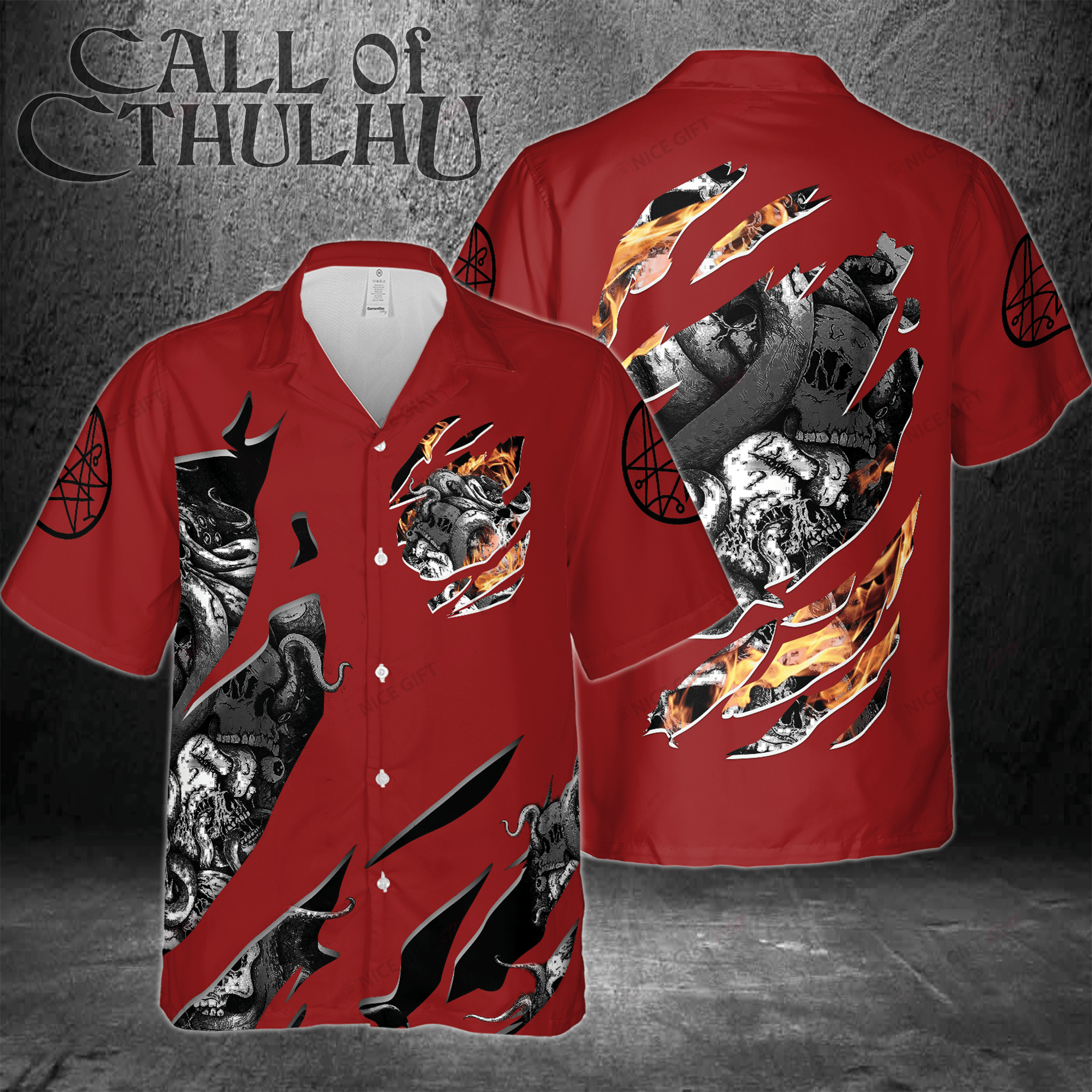 Cthulhu Hawaiian 3D Shirt 3HS-M8W2 Cthulhu Hawaiian 3D Shirt 3HS-M8W2