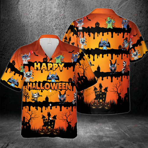 Stitch Happy Halloween Hawaiian 3D Shirt 3HS-T2E6
